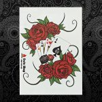 Hình xăm dán hoa hồng lá bài