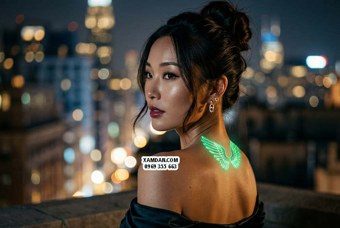 HÌNH XĂM DÁN DẠ QUANG ĐÔI CÁNH THIÊN THẦN