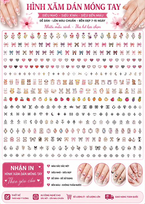 IN HÌNH XĂM DÁN MÓNG TAY - HÌNH XĂM DÁN LÀM NAIL - THIẾT KẾ HÌNH DÁN XĂM NAIL