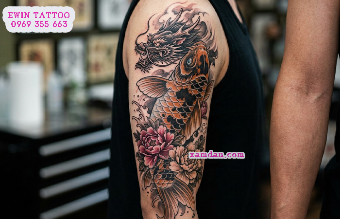 Ý Nghĩa Hình Xăm Cá Chép Hóa Rồng – Biểu Tượng Của Thành Công, Ý Chí Và Sự Chuyển Mình Phi Thường