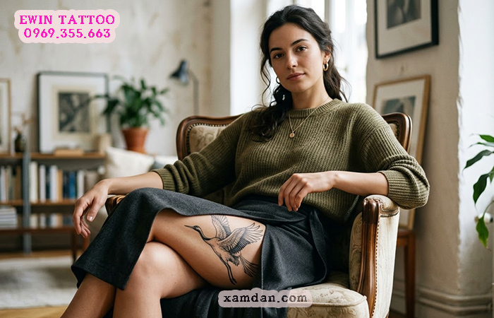 Ý nghĩa hình xăm chim hạc – Biểu tượng của trường thọ, thanh cao và may mắn