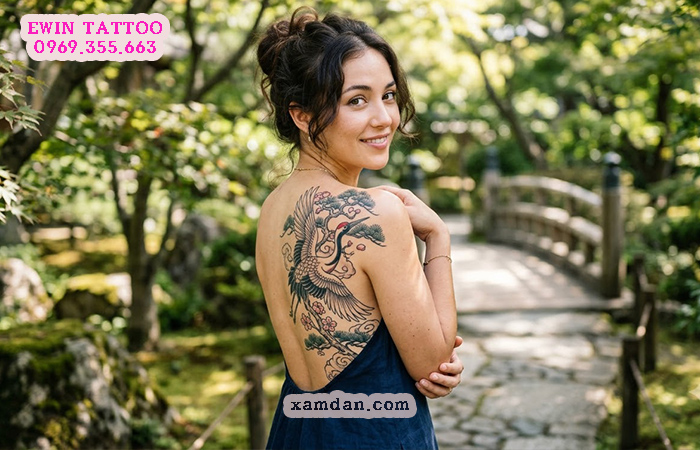 Ý nghĩa hình xăm chim hạc – Biểu tượng của trường thọ, thanh cao và may mắn