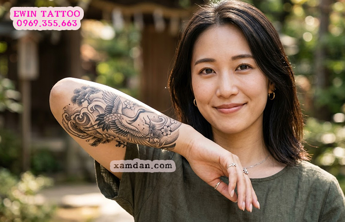 Ý nghĩa hình xăm chim hạc – Biểu tượng của trường thọ, thanh cao và may mắn