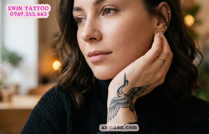Ý nghĩa hình xăm chim hạc – Biểu tượng của trường thọ, thanh cao và may mắn