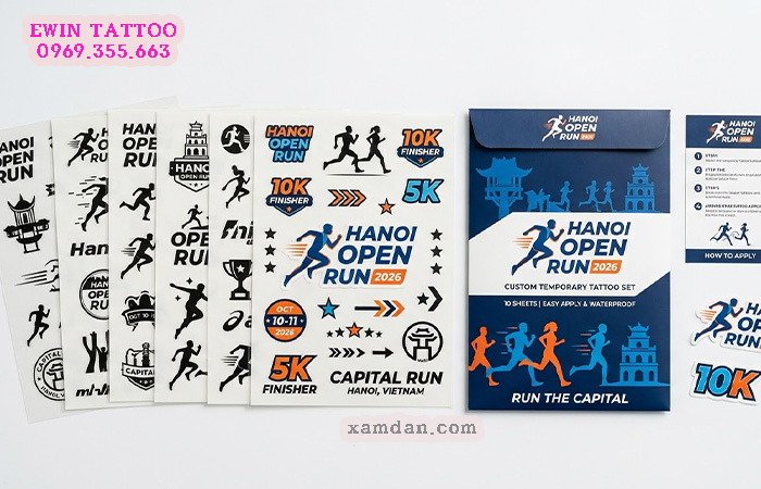 Xamdan.com sản xuất hình xăm dán cho Hanoi Open Run 2026